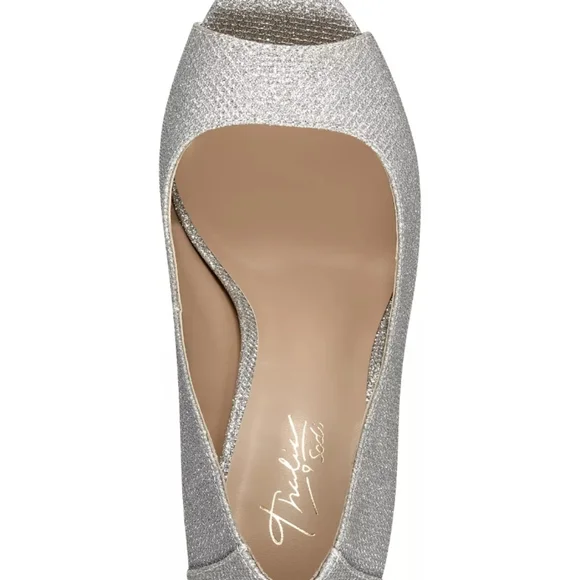 Thalia Sodi Lenna Beaded Heel Pumps Silver -7 - Picture 4 of 9